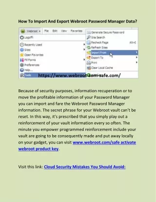 how to import and export webroot password manager