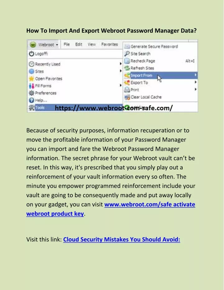 how to import and export webroot password manager