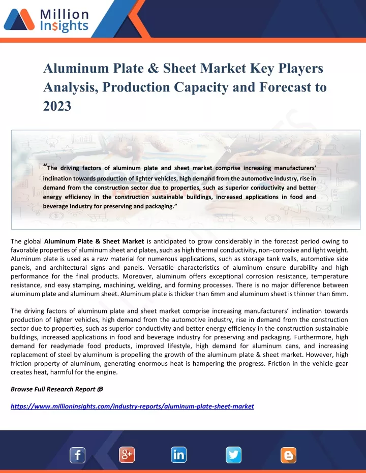 aluminum plate sheet market key players analysis