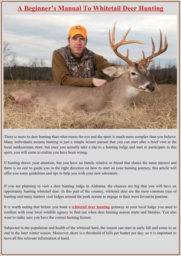 a beginner s manual to whitetail deer hunting