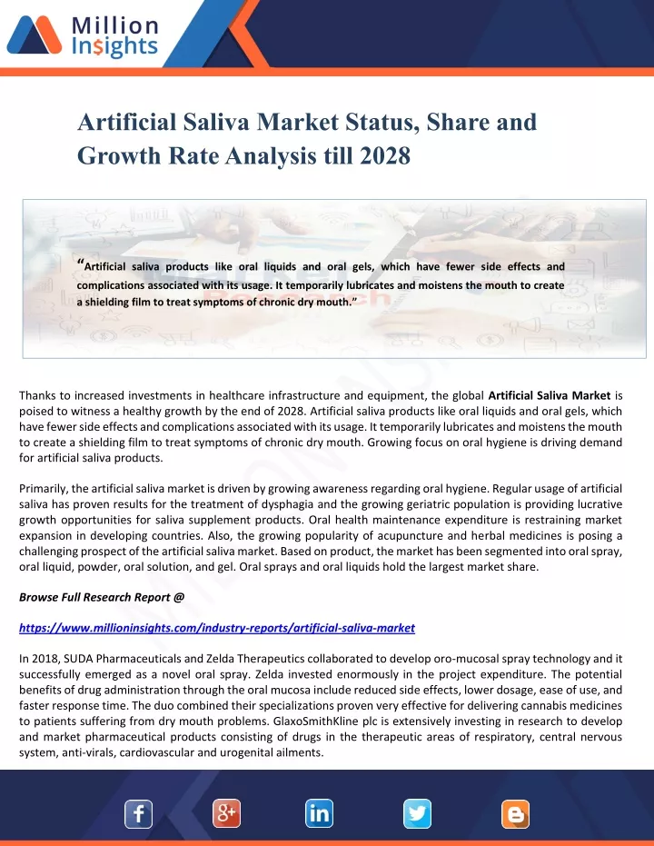 artificial saliva market status share and growth