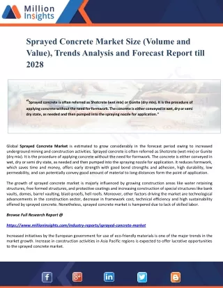sprayed concrete market size volume and value