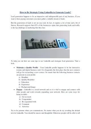 how to be strategic using linkedin to generate