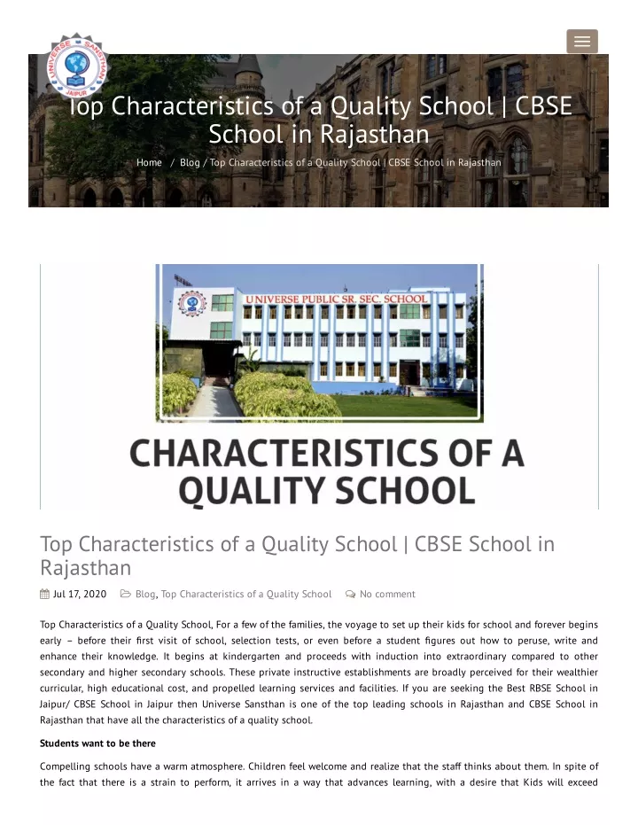 top characteristics of a quality school cbse