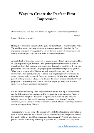 ways to create the perfect first impression