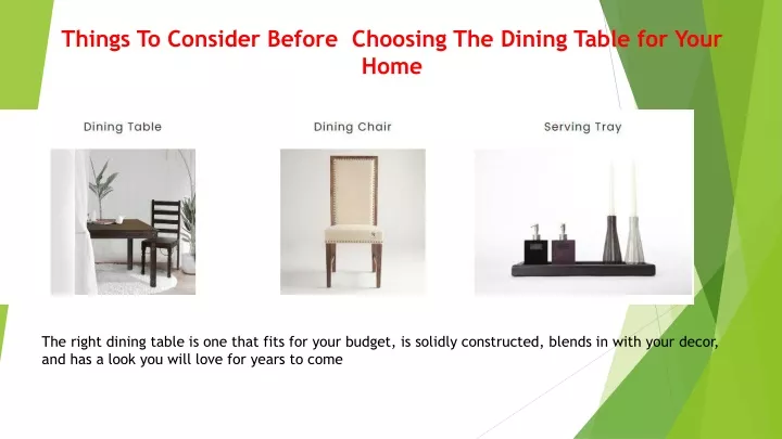 things to consider before choosing the dining