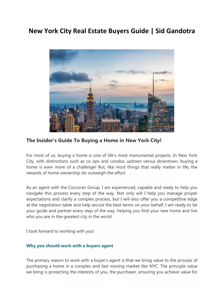 new york city real estate buyers guide