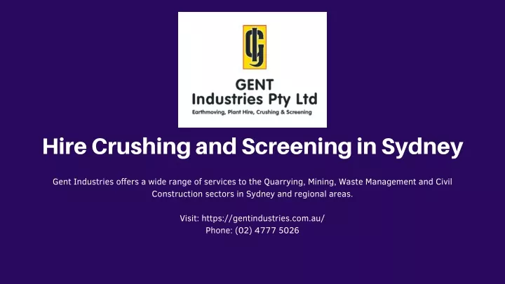 hire crushing and screening in sydney