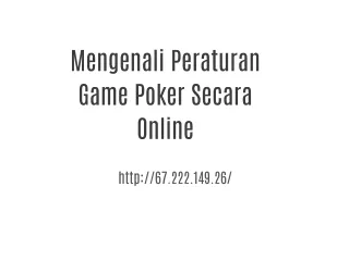 Mengenali Peraturan Game Poker Secara Online