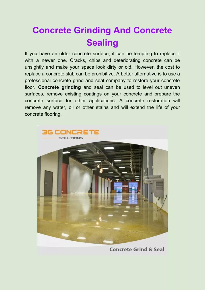 concrete grinding and concrete sealing