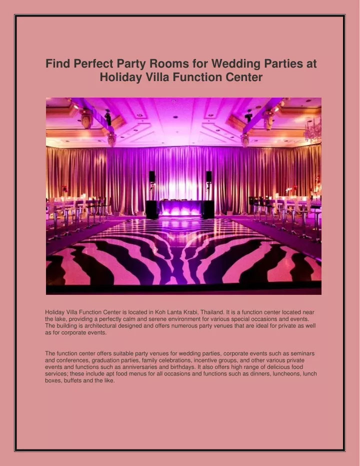 find perfect party rooms for wedding parties