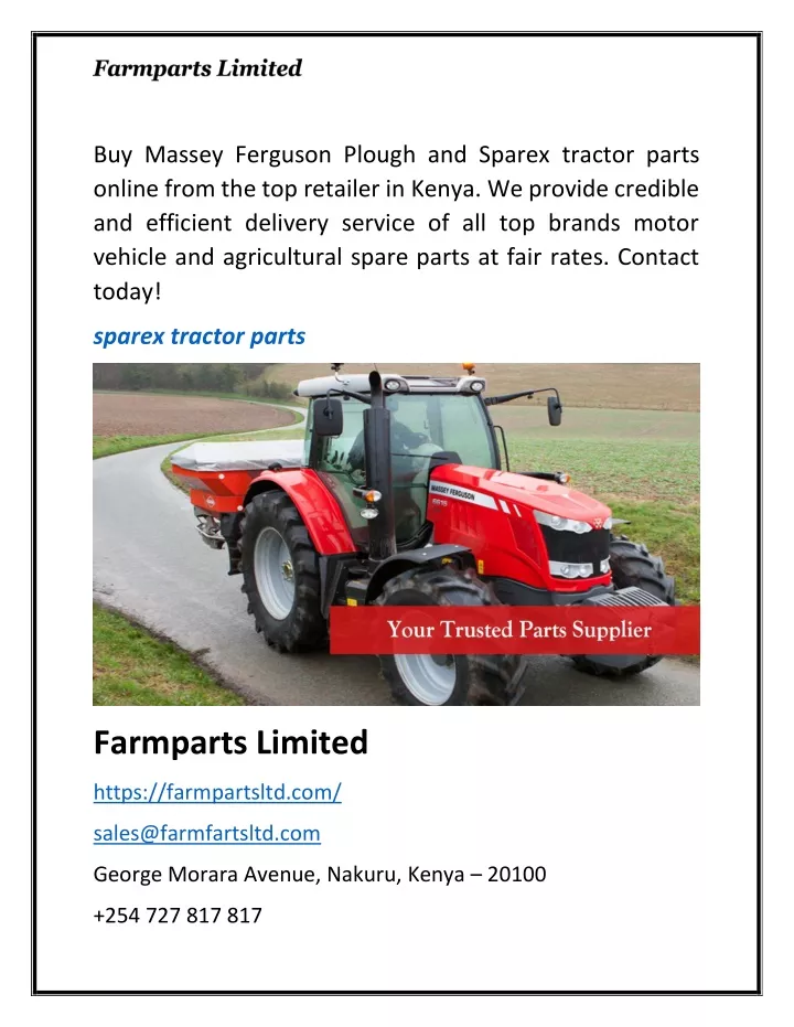 buy massey ferguson plough and sparex tractor
