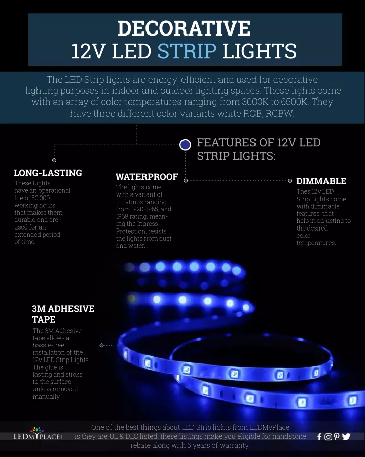 decorative 12v led strip lights