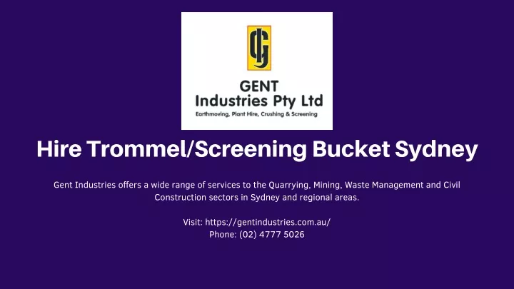 hire trommel screening bucket sydney