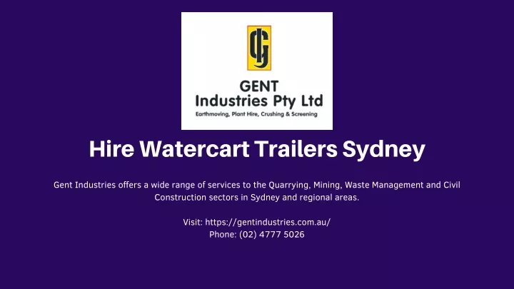 hire watercart trailers sydney