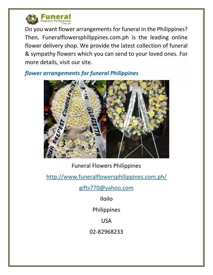do you want flower arrangements for funeral