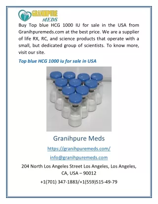 Top Blue Hcg 1000 Iu For Sale In USA | Granihpure Meds