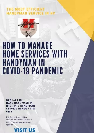 How to manage home services with Handyman in COVID-19 Pandemic