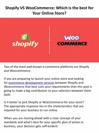 Shopify Vs Woocommerce: Which One to Choose for Your E-commerce Store?