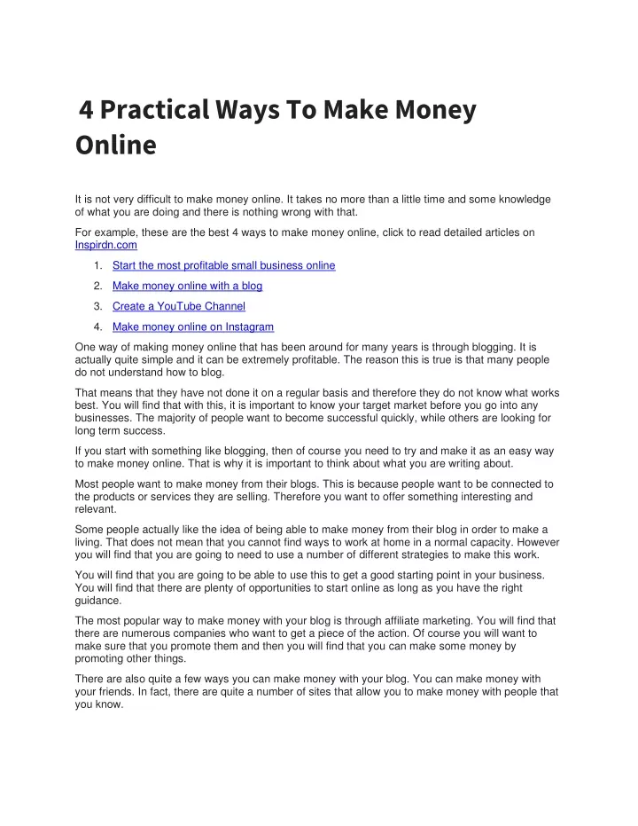 4 practical ways to make money online