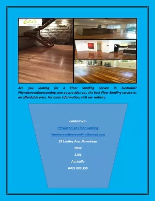 Professional Floor Sanding Australia | Pittwaterecofloorsanding.com.au