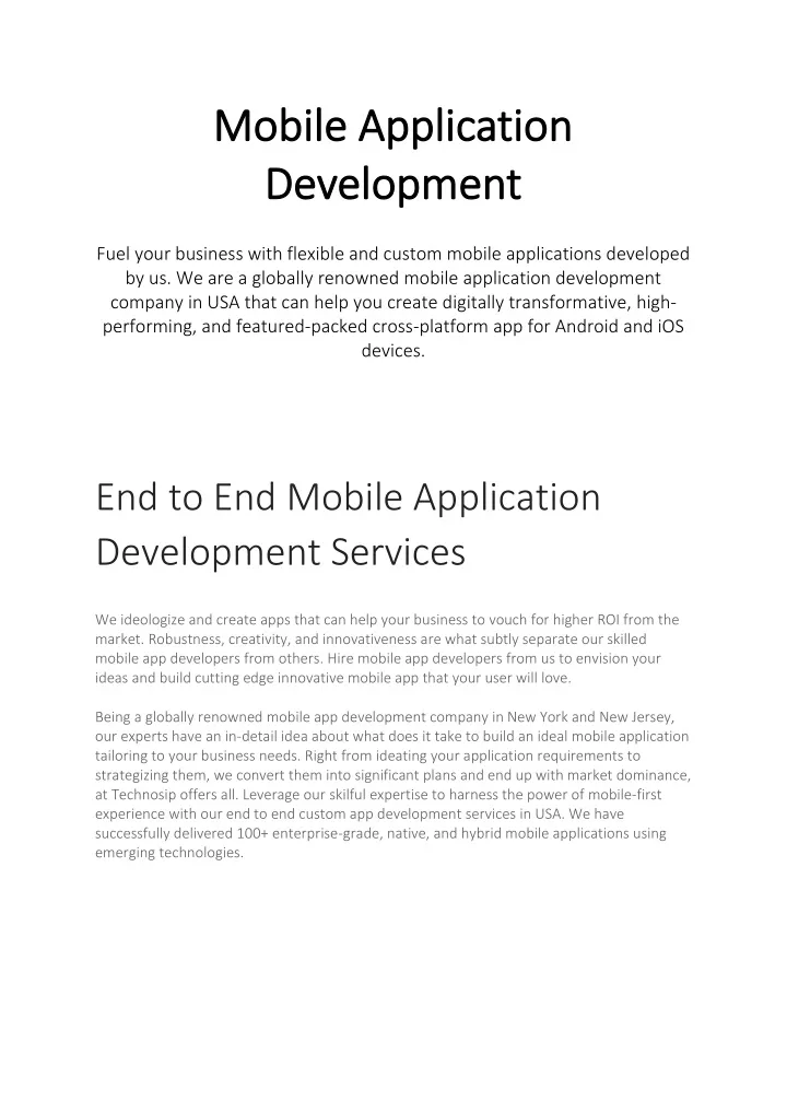 mobile application mobile application development