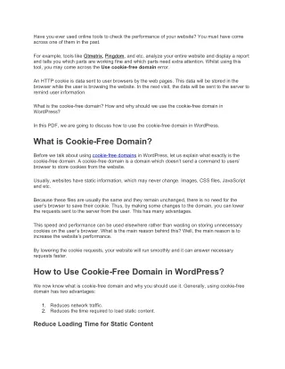 Use Cookie-Free Domains for Website Fast Load