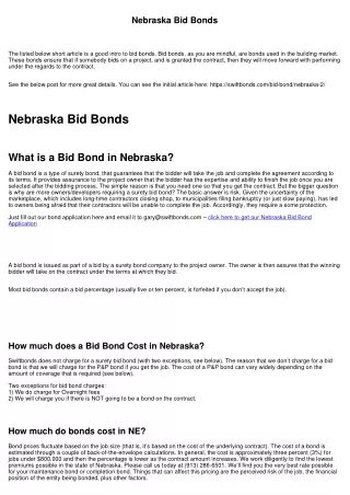 nebraska bid bonds