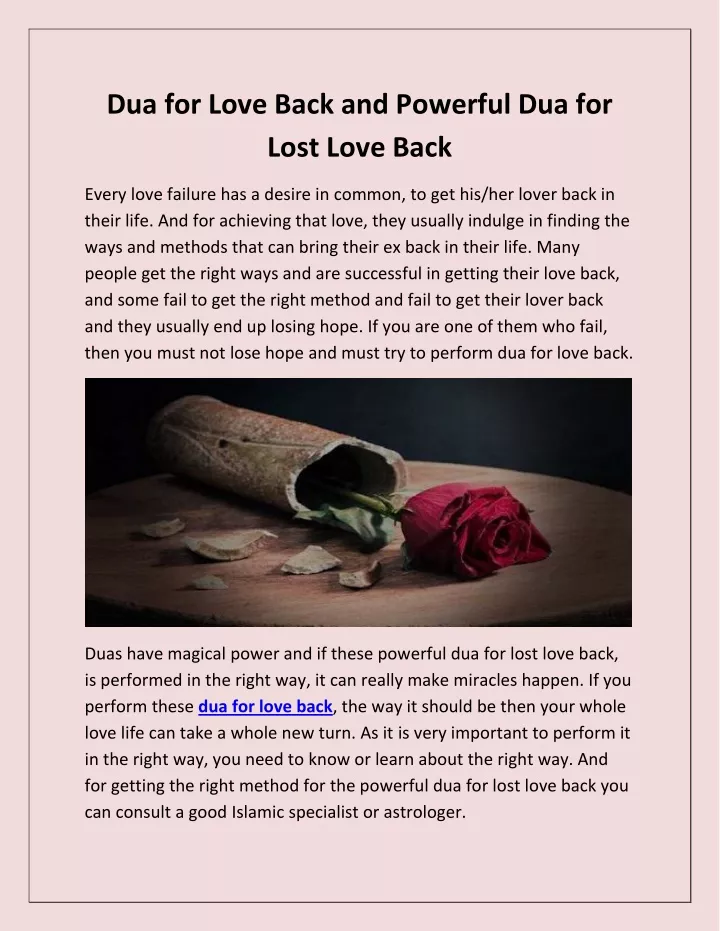 dua for love back and powerful dua for lost love