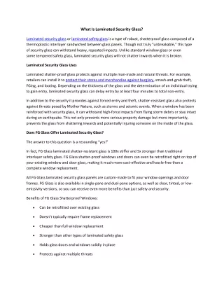 what is laminated security glass
