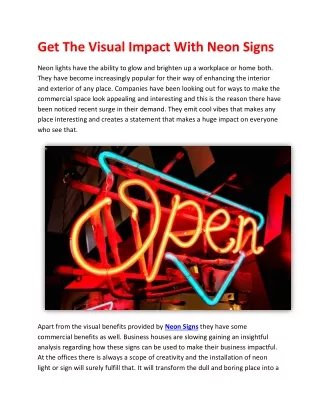 Get The Visual Impact With Neon Signs