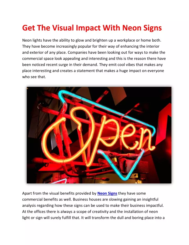 get the visual impact with neon signs