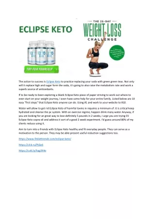 the action to success is eclipse keto to practice