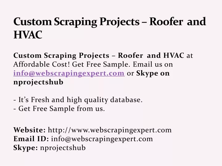 custom scraping projects roofer and hvac