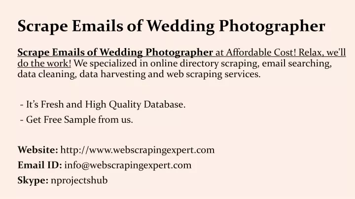 scrape emails of wedding photographer