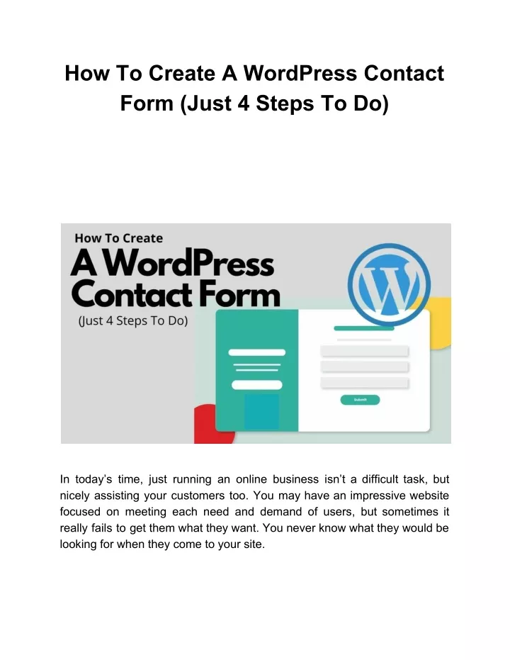 how to create a wordpress contact form just