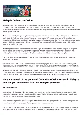 Trusted Online Live Casino Malaysia