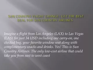 Sun Country Flight Change | Get the best Deal For Sun Country Airlines