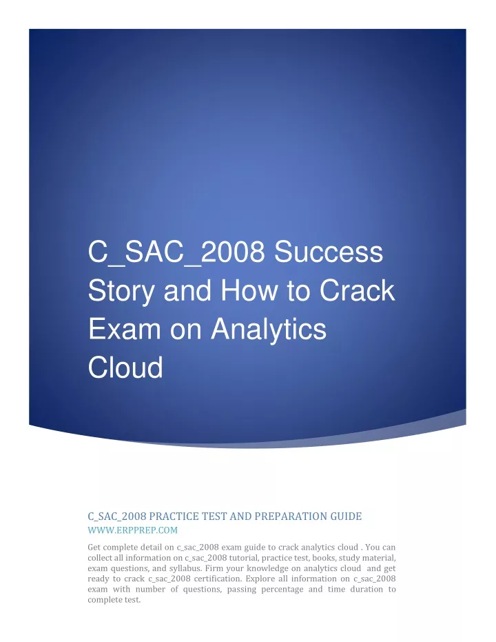 c sac 2008 success story and how to crack exam