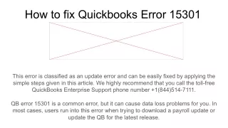 How to fix Quickbooks Error 15301 Call - 1(844)514-7111