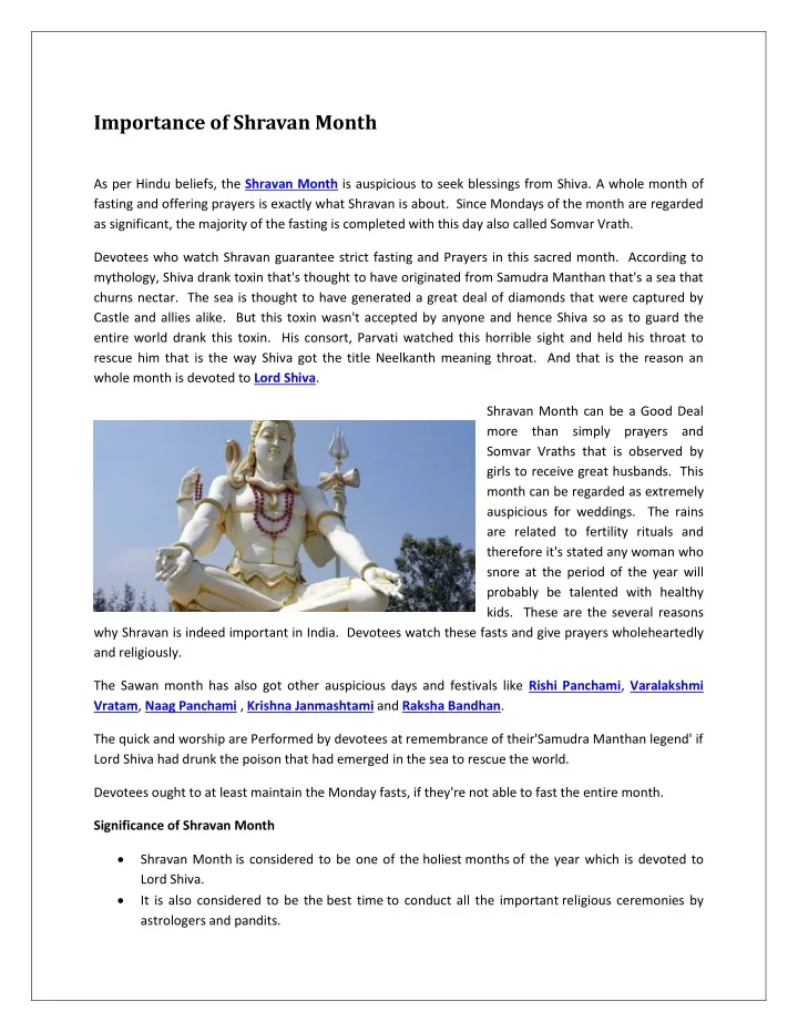 importance of shravan month