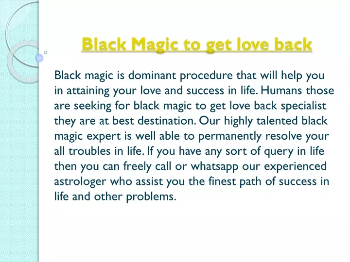 black magic to get love back