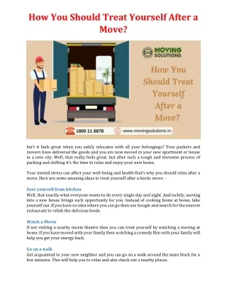 how you should treat yourself after a move