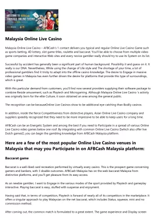 Online Live Casino Malaysia
