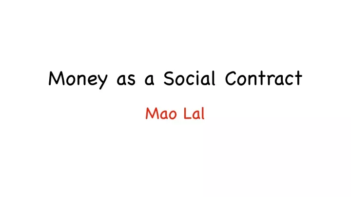money as a social contract