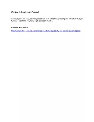 why use an employment agency