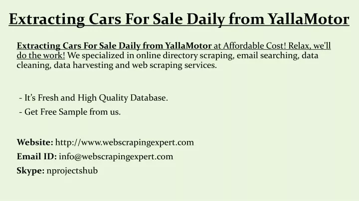 extracting cars for sale daily from yallamotor