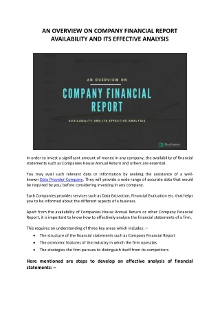 an overview on company financial report
