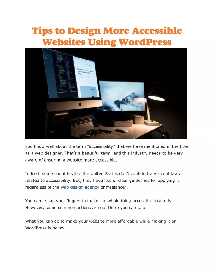 tips to design more accessible websites using