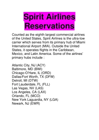 spirit airlines reservations